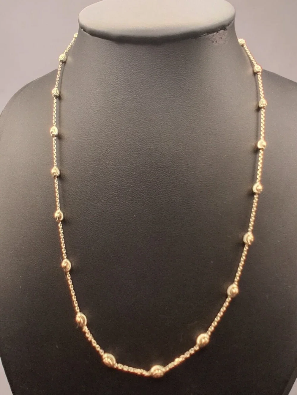 Italian 14K Yellow Gold Over Sterling Silver Fancy 3MM Beaded Chain Necklace